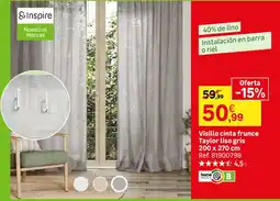 Leroy Merlin Inspire visillo cinta frunce Taylor liso gris oferta