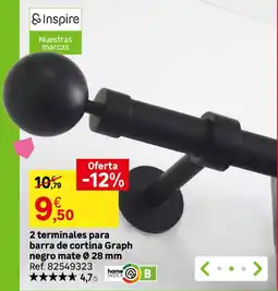 Leroy Merlin Inspire 2 terminales para barra de cortina Graph negro mate Ø 28 mm oferta