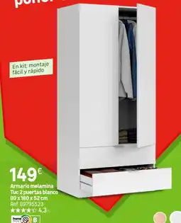 Leroy Merlin Home Index armario melamina tuc 2 puertas blanco oferta