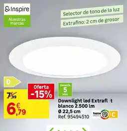 Leroy Merlin Inspire Downlight led Extrafl t blanco oferta