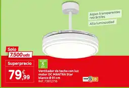 Leroy Merlin Mantra Star ventilador de techo con luz motor DC blanco Ø 91 cm oferta