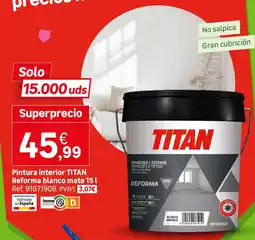Leroy Merlin Titan pintura interior reforma blanco mate oferta