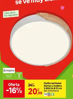 Leroy Merlin Plafón led Rahel blanco y madera oferta