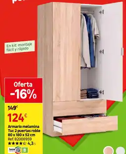 Leroy Merlin Home Index armario melamina tuc 2 puertas roble oferta