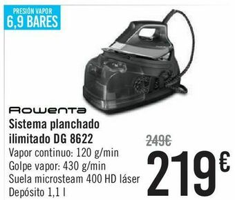Carrefour Rowenta sistema planchado ilimitado dg 8622 oferta