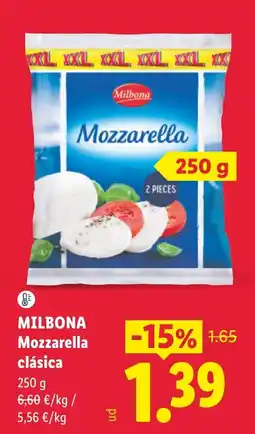 Lidl Milbona mozzarella clásica oferta