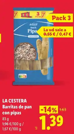 Lidl La Cestera barritas de pan con pipas oferta
