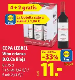 Lidl Cepa Lebrel vino crianza oferta
