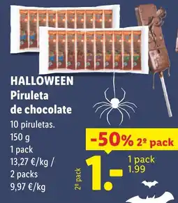 Lidl Halloween piruleta de chocolate oferta