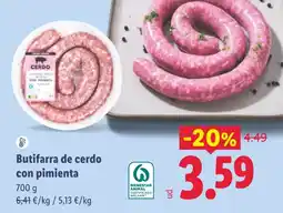 Lidl Cerdo butifarra de cerdo con pimienta oferta