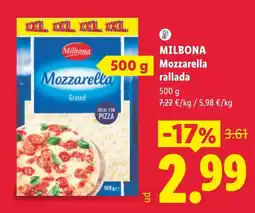 Lidl Milbona Mozzarella rallada oferta