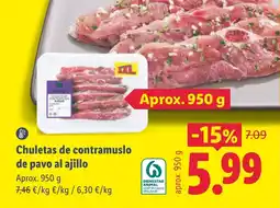 Lidl Pavo chuletas de contramuslo de pavo al ajillo oferta
