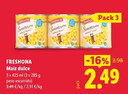 Lidl Freshona Maíz dulce oferta