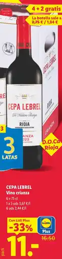 Lidl Cepa Lebrel vino crianza oferta