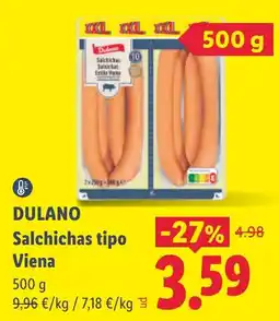 Lidl Dulano salchichas tipo viena oferta