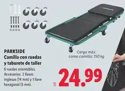 Lidl Parkside camilla con ruedas y taburete de taller oferta