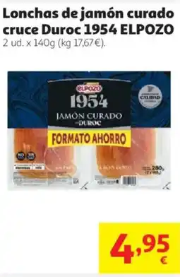 Alcampo Elpozo lonchas de jamón curado cruce duroc 1954 oferta