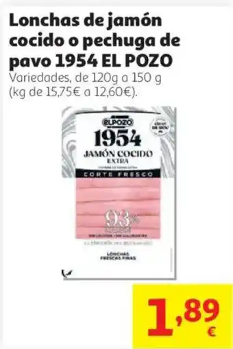 1954 el pozo lonchas de jamón cocido o pechuga de pavo