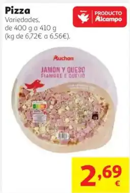 Alcampo Auchan pizza jamón y queso oferta