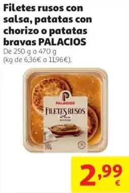 Alcampo Palacios filetes rusos con salsa oferta