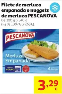 Alcampo Pescanova filete de merluza empanada o nuggets de merluza oferta