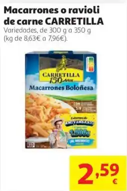 Alcampo Carretilla macarrones o ravioli de carne oferta