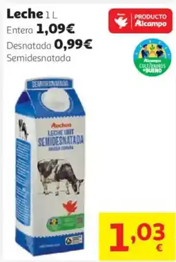 Alcampo Auchan leche 1L semidesnatada oferta