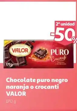 Alcampo Valor chocolate puro negro naranja o crocanti oferta