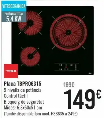 Teka placa tbpr06315