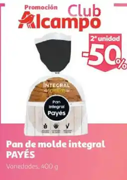 Alcampo Payés pan de molde integral oferta
