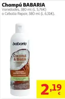 Alcampo babaria champú coconut & biotin oferta