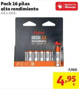Alcampo Auchan pack 16 pilas alto rendimiento oferta