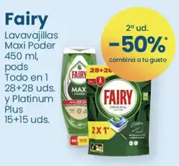 Clarel Fairy lavavajillas Maxi Poder pods todo en 1 28+28 y platinum plus oferta