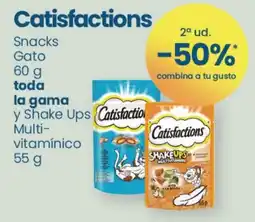 Clarel Catisfactions snacks gato y shake ups multi-vitaminico oferta