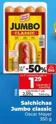Dia Oscar mayer - salchichas jumbo classic oferta