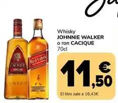 Supeco Johnnie walker / cacique - whisky o ron oferta