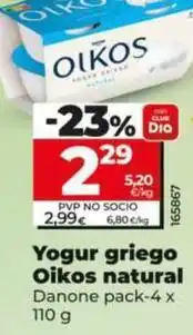 Dia Danone - yogur griego oikos natural oferta