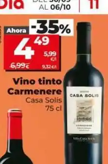 Dia Casa solis - vino tinto carmenere oferta