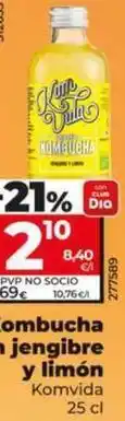 Dia Komvida - kombucha con jengibre y limon oferta