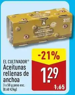 ALDI El cultivador - aceitunas rellenas de anchoa oferta