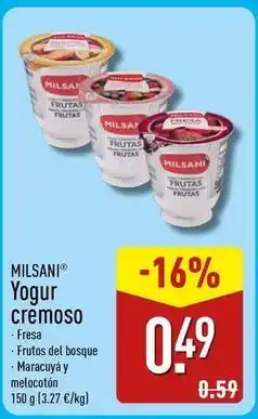 ALDI Milsani - yogur cremoso oferta