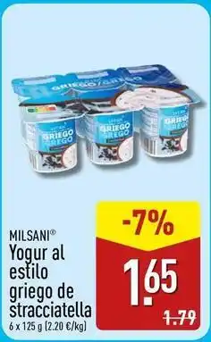 ALDI Milsani - yogur al estilo griego de stracciatella oferta