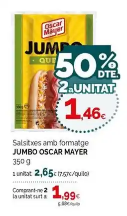 Condis Oscar Mayer salsixes amb formatge jumbo oferta