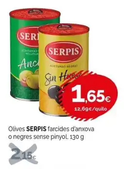 Condis Serpis olives farcides d'anxova o negres sense pinyol oferta
