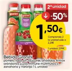 FROIZ Bebida Granini pomelo rosa, sin azúcares añadidos Antiox arándanos y uva, Inmune multifrutas o zanahoria y naranja oferta