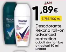 FROIZ Rexona roll-on advanced protection cobalt dry hombre o tropical oferta