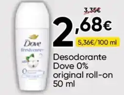 FROIZ Dove desodorante Dove 0% original roll-on oferta