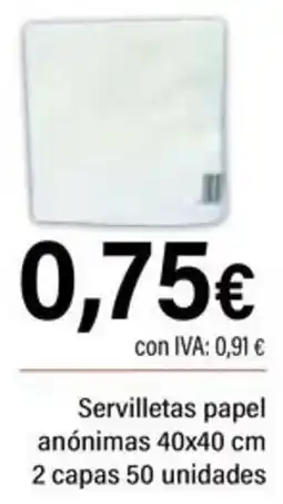 Cash Ifa Servilletas papel anónimas oferta
