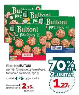 Condis Buitoni piccolinis pernil i formatge, 3 formatges, tonyina o salsiccia oferta
