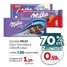 Condis Milka Oreo (Oreo, Oreo blanca o Biscoff Lotus) oferta
